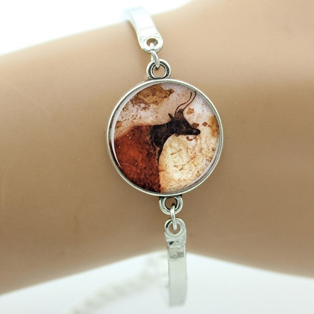 Eye of Horus- Blue Evil Eyes - Cave Art - mandala flower bracelet