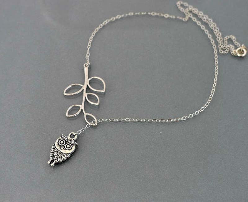 Womens Owl Leaves Tassels Chain