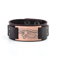 Eye of Horus Signature Plate Leather Bracelet