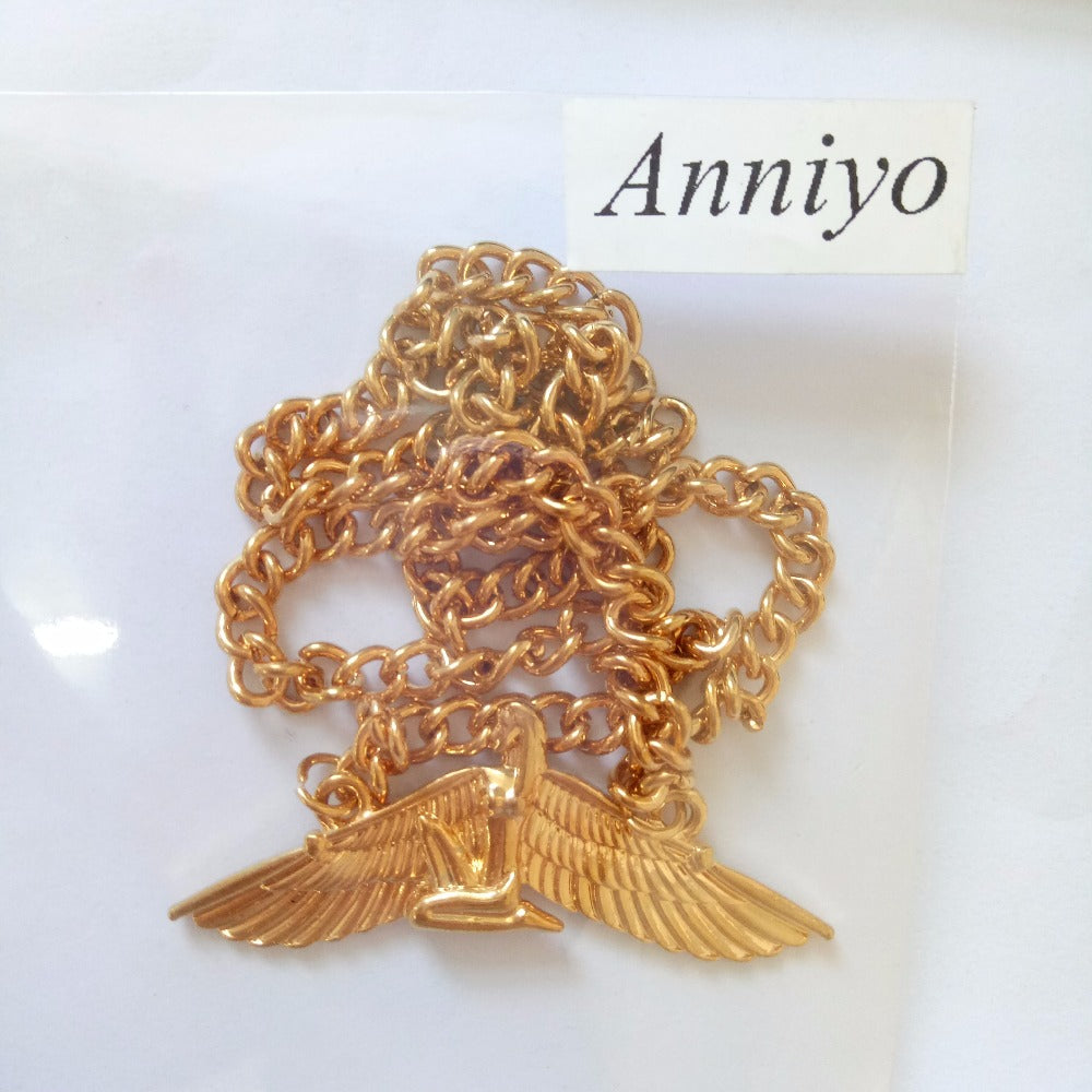 Egyptian Wing Goddess Necklaces Gold Color