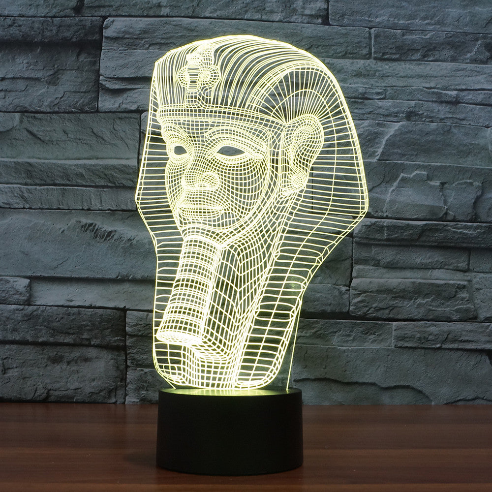 3D Illusion Night Light LED Light 7 Color with Touch Switch USB Cable Nice Gift Home Office Decorations,Pharaoh