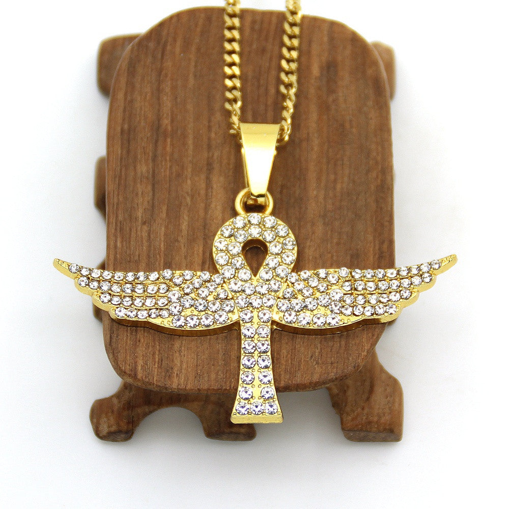 Ankh Cross Wings Pendant Nacklace Chain