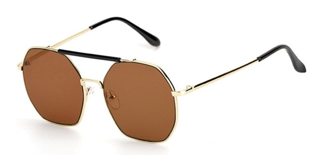 Square Sunglasses Double Bridges Reflective