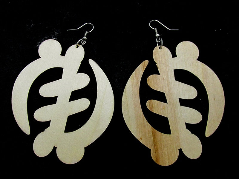 5pairs/lot Adinkra Gye Nyame Wood Earrings