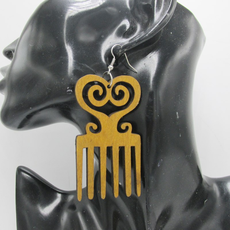 5pairs/lot Adinkra Pick Wooden Earrings