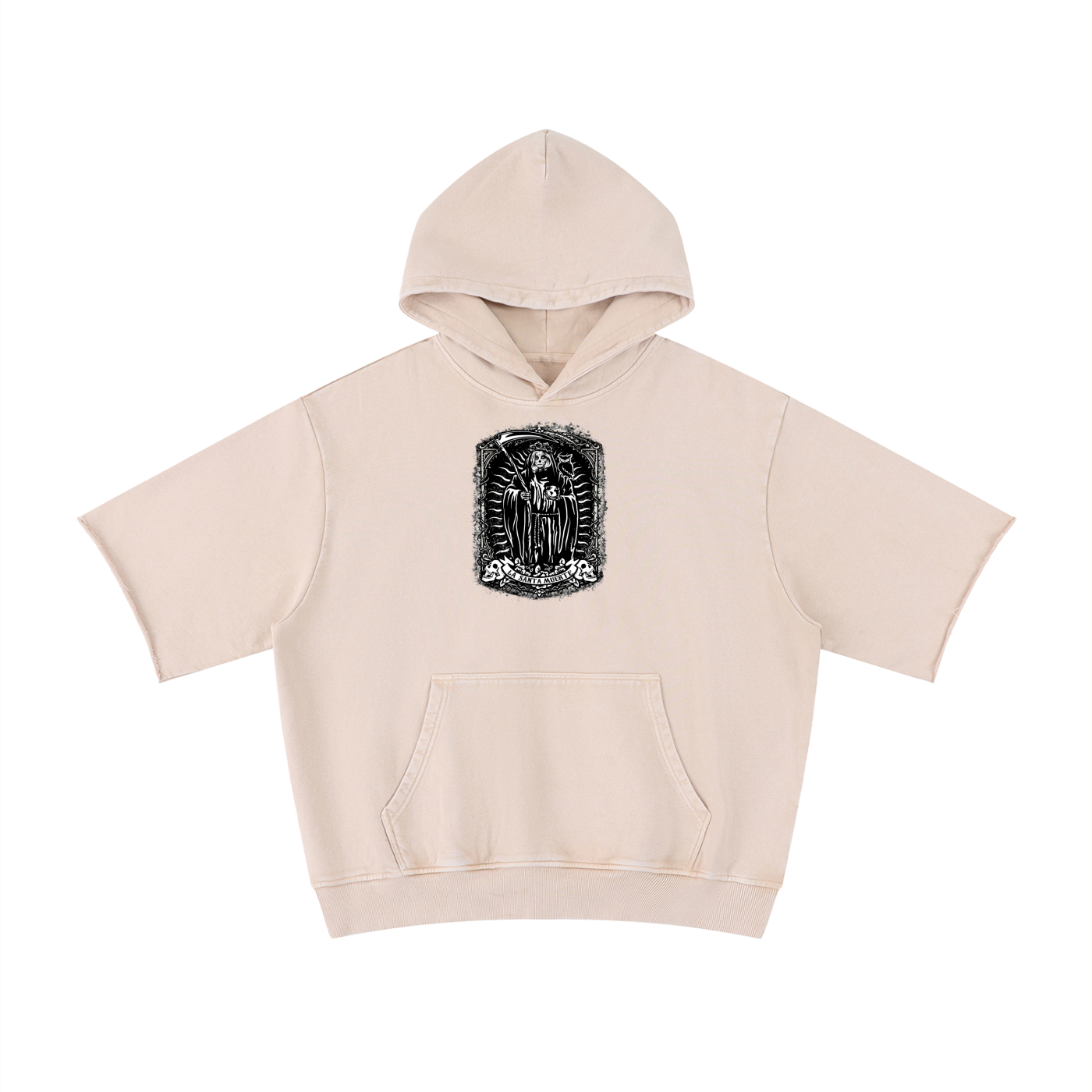 LA SANTA MUERTE Mineral Wash Short Sleeve Hoodie