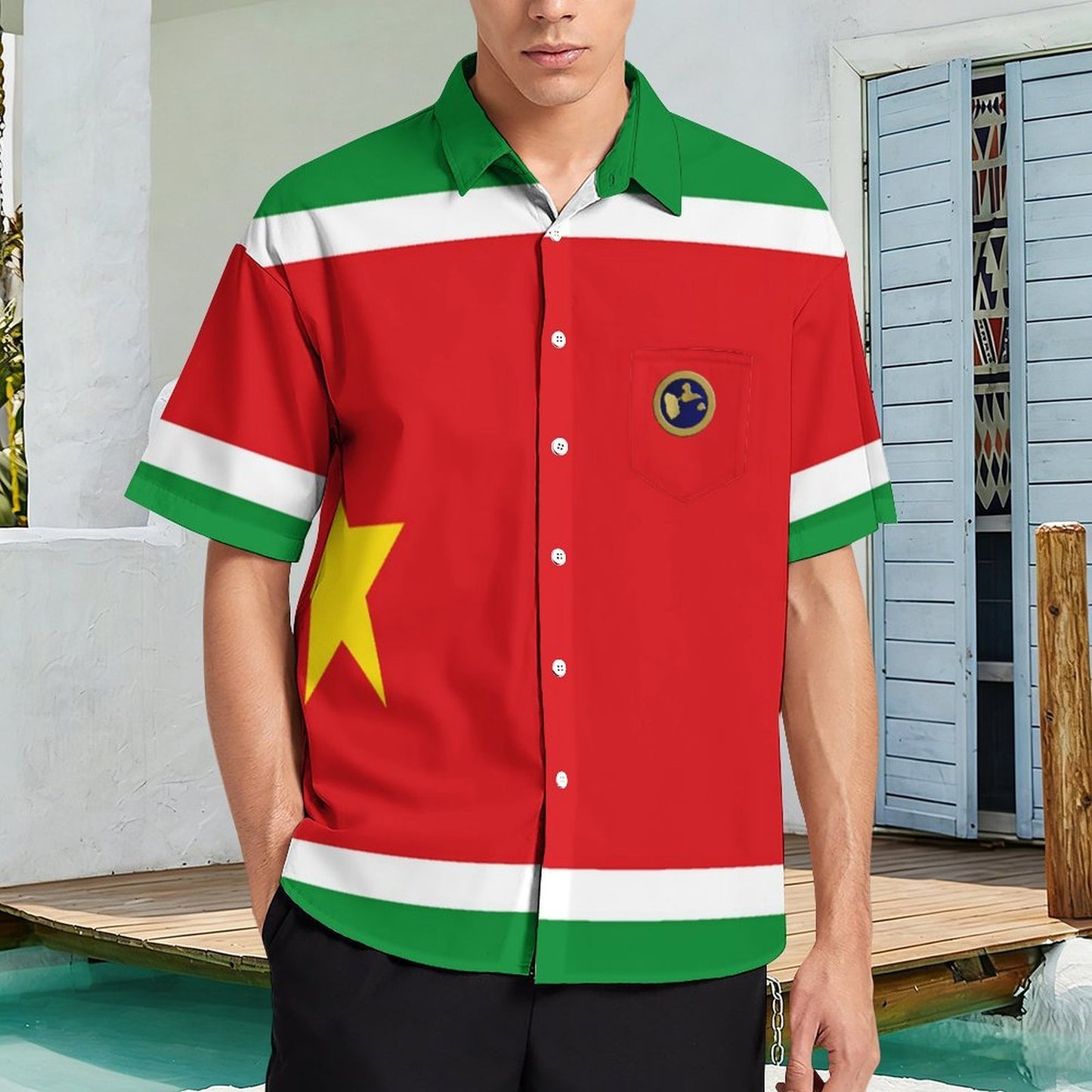 GUADELOUPE Men's Short Sleeve Shirt with Pocket