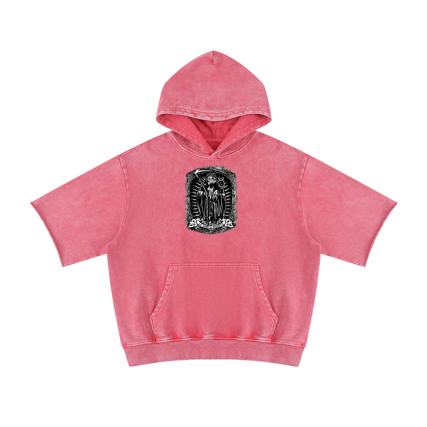 LA SANTA MUERTE Mineral Wash Short Sleeve Hoodie