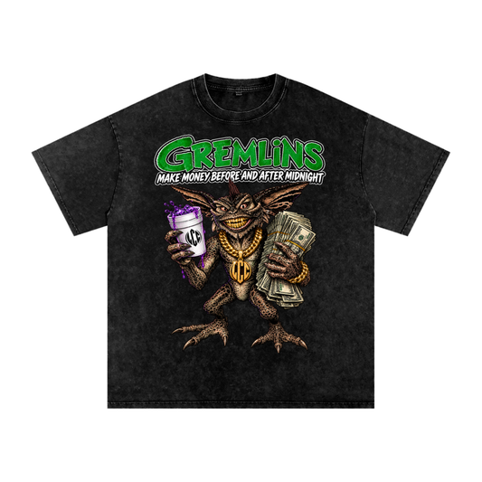 GREMLINS Snow Washed Oversized Cotton T-Shirt