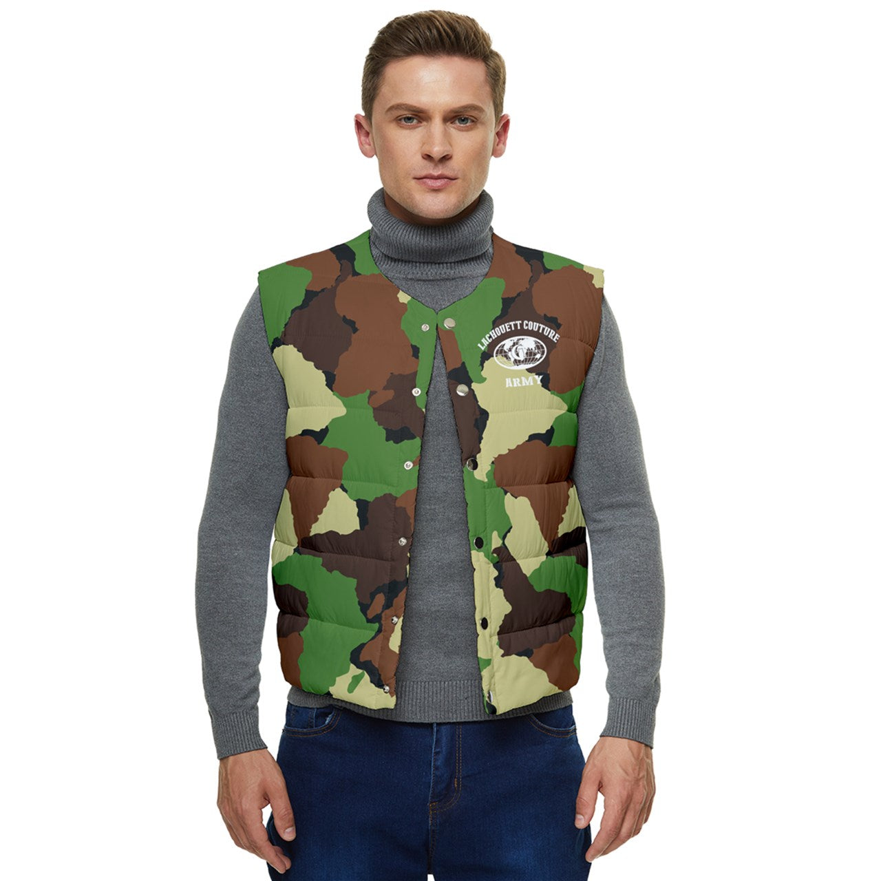 DIASPORA CAMOUFLAGE Men's Button Up Puffer Vest