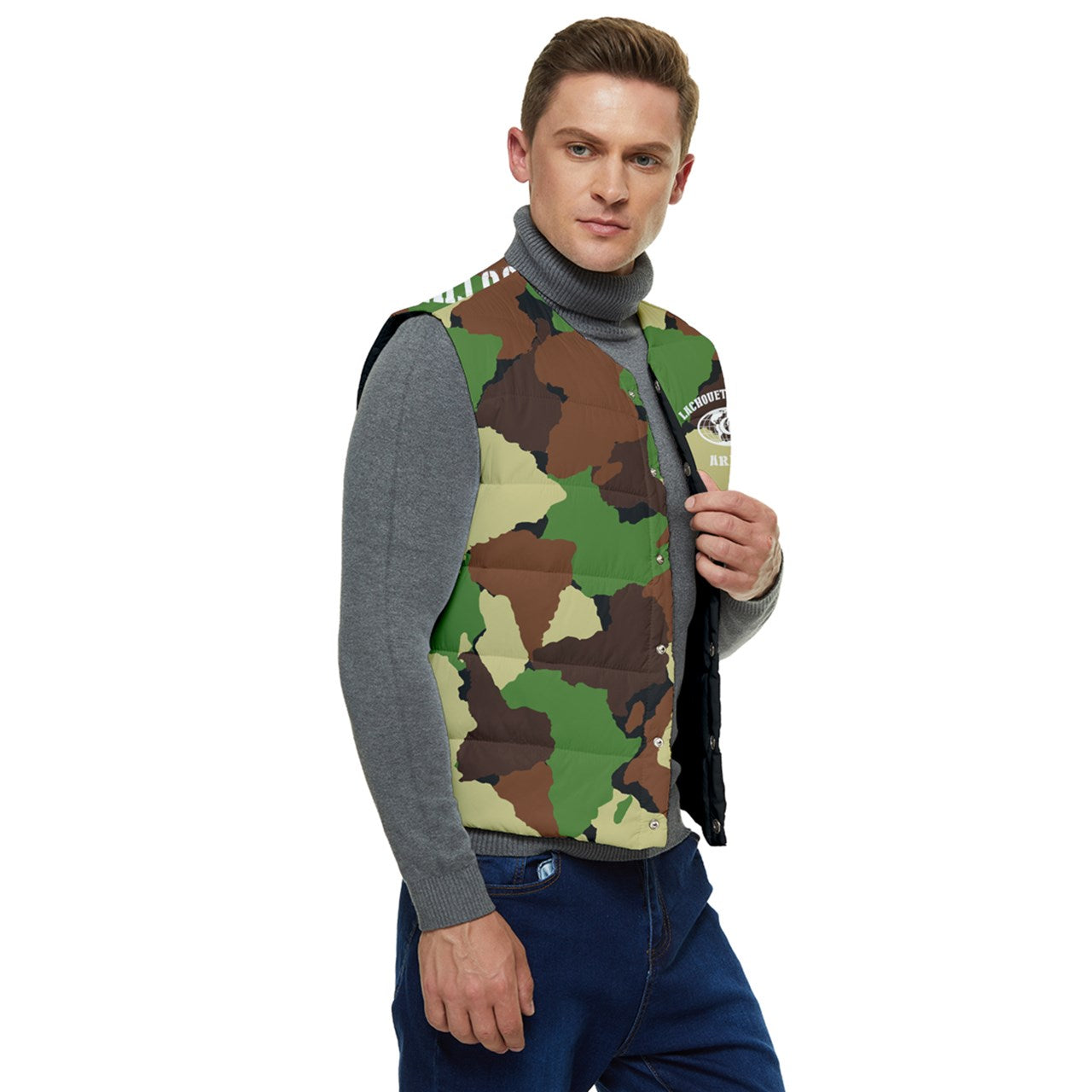 DIASPORA CAMOUFLAGE Men's Button Up Puffer Vest