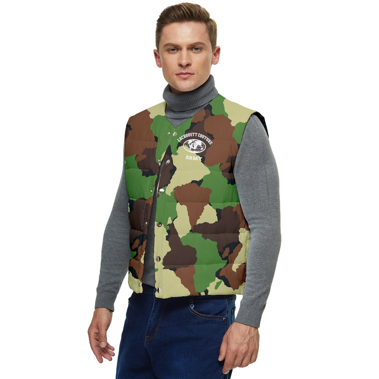 DIASPORA CAMOUFLAGE Men's Button Up Puffer Vest