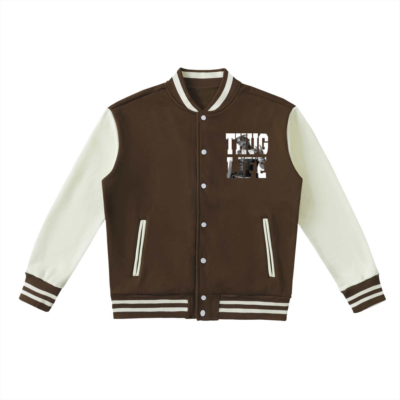 SHAKUR Two-Tone Fleeced Varsity Jacket
