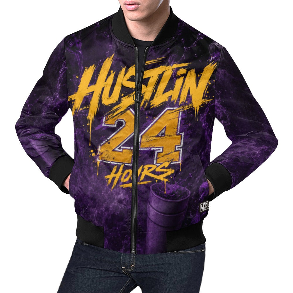 HUSTLIN 24 HOURS Bomber Jacket