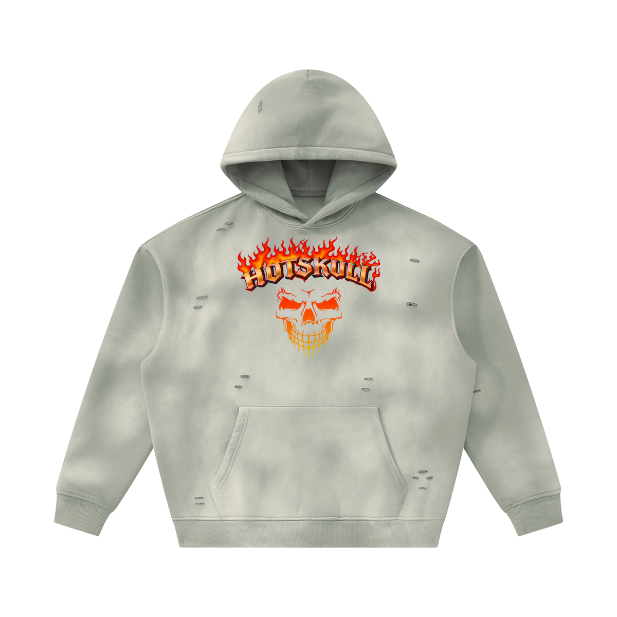 LCC HOTSKULL Unisex Sunfade Frayed Fleece Hoodie