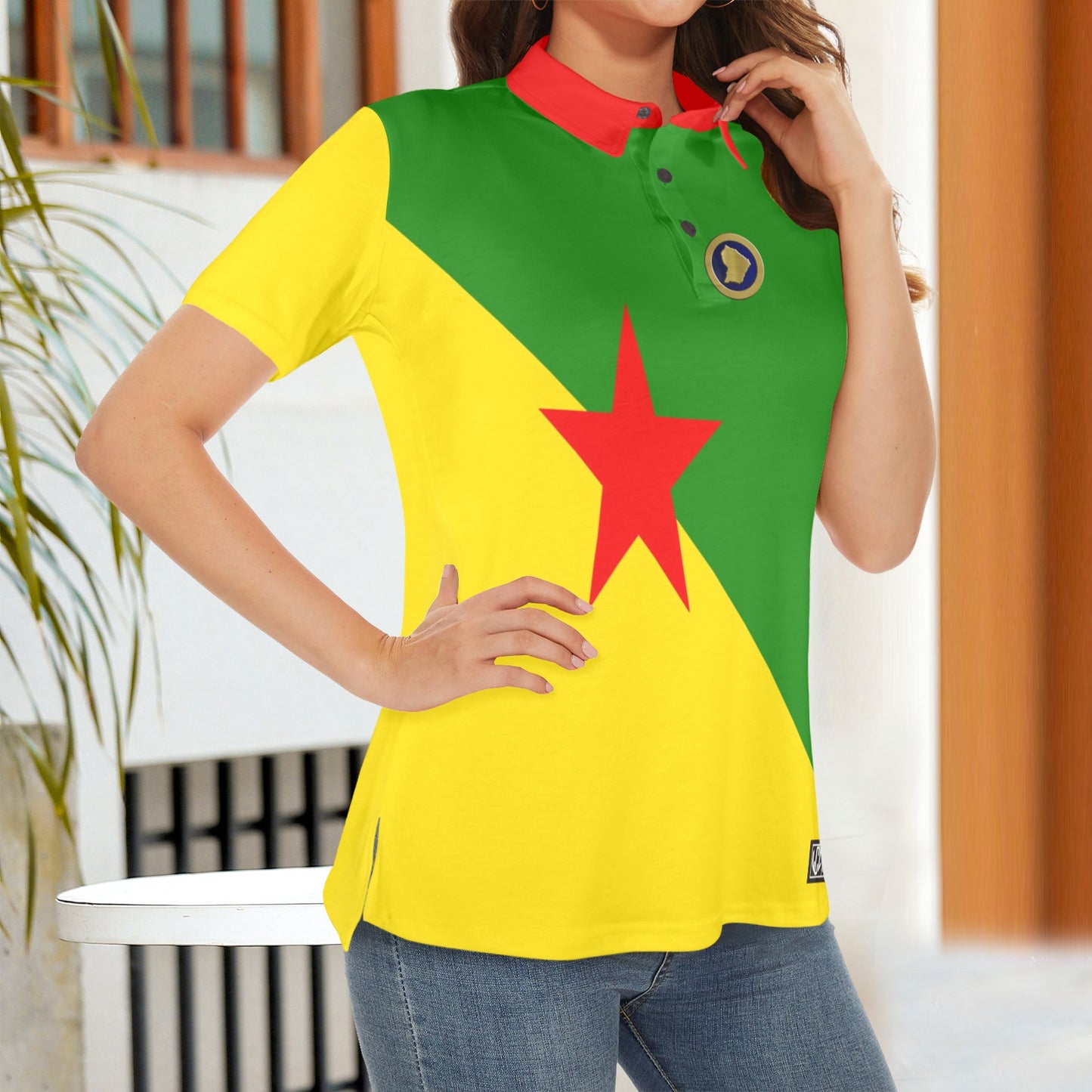 GUYANE FLAG Women's All Over Print Polo Shirt (Model T55)
