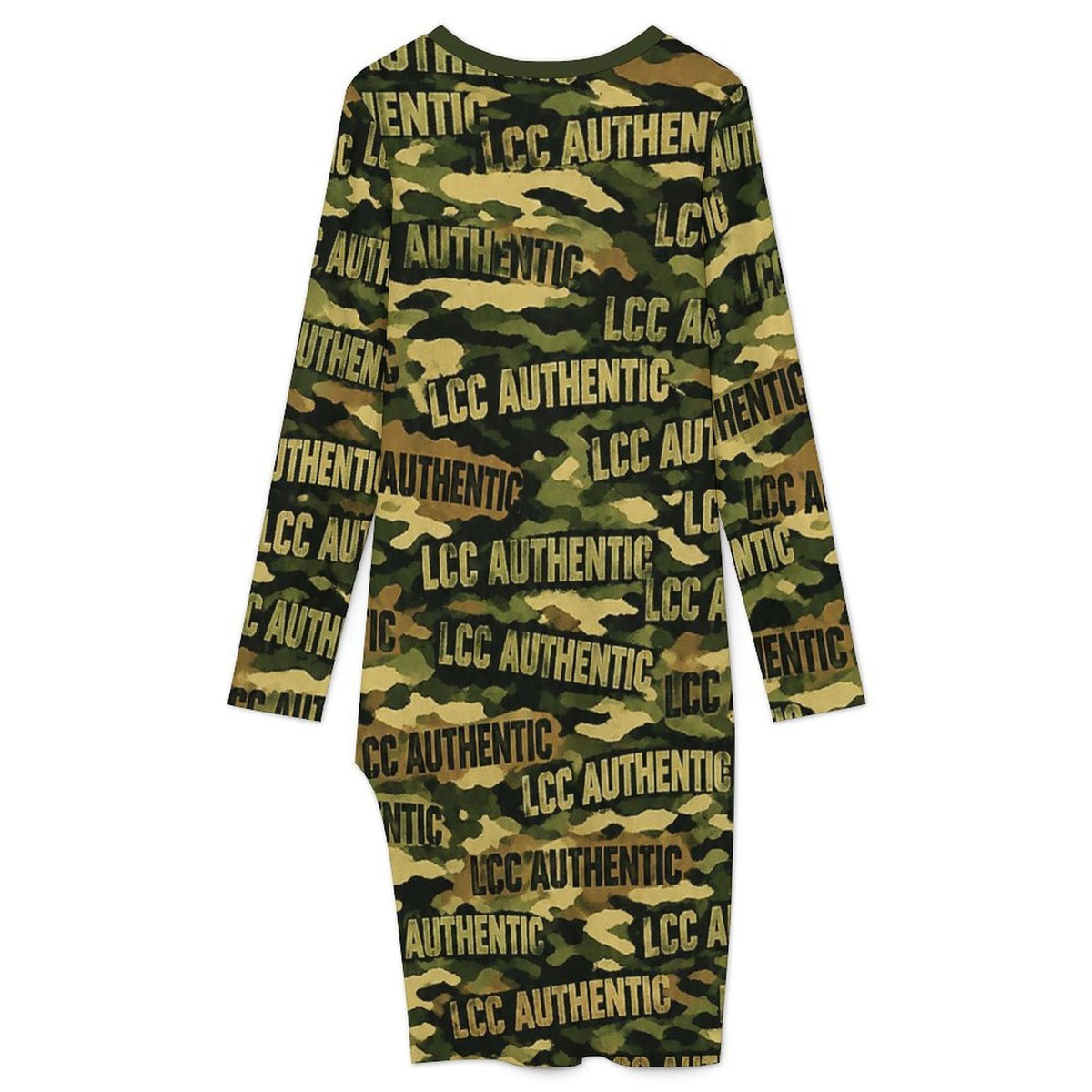 LCC CAMOUFLAGE Long Sleeve Slit Bodycon Midi Dress