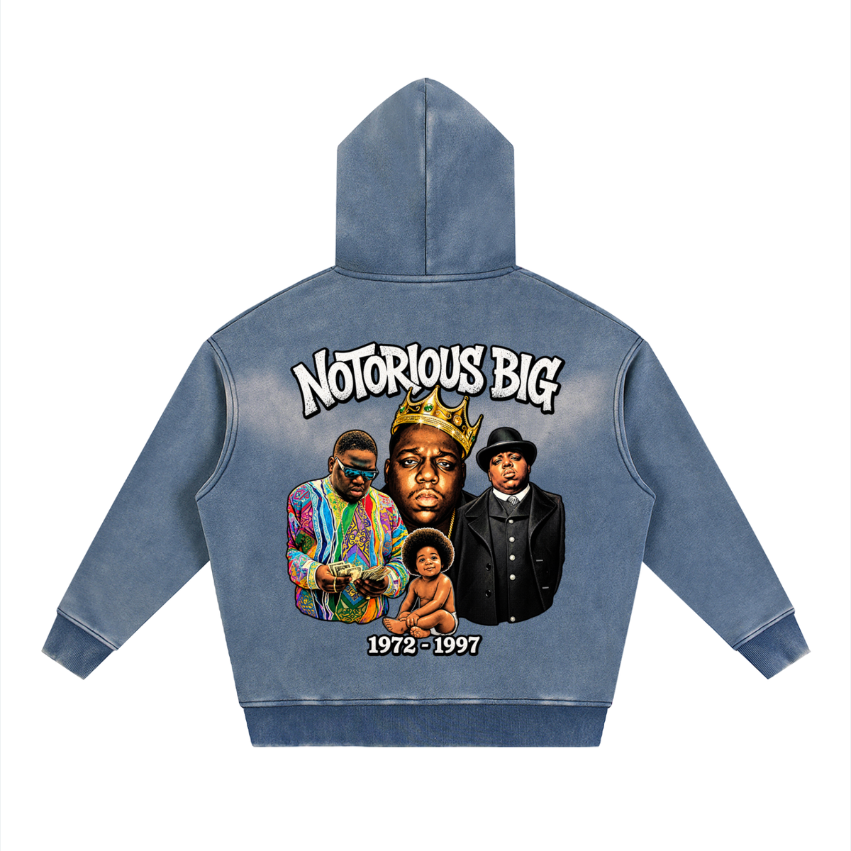 NOTORIOUS BIG Sunfade Two-way Zipper Boxy Fleece Hoodie
