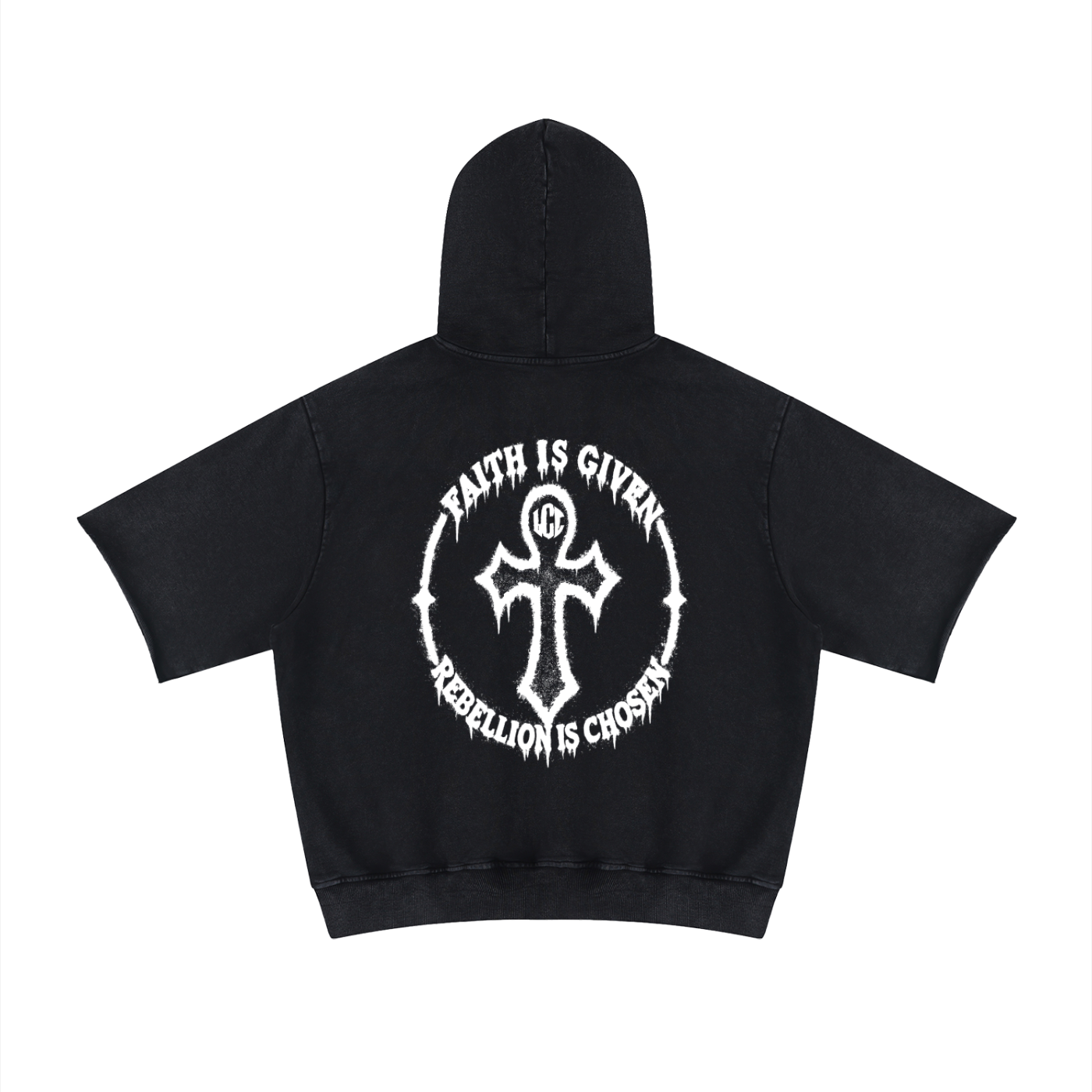 Unisex Mineral Wash Short Sleeve Hoodie