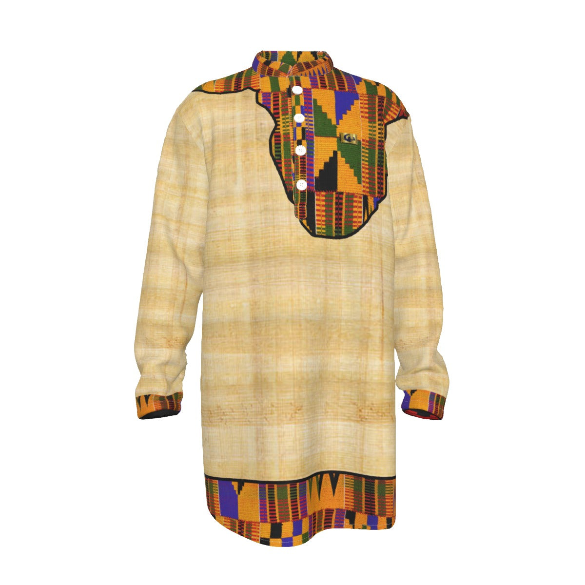 NILE VALLEY KENTE Men's Stand-up Collar Long Shirt