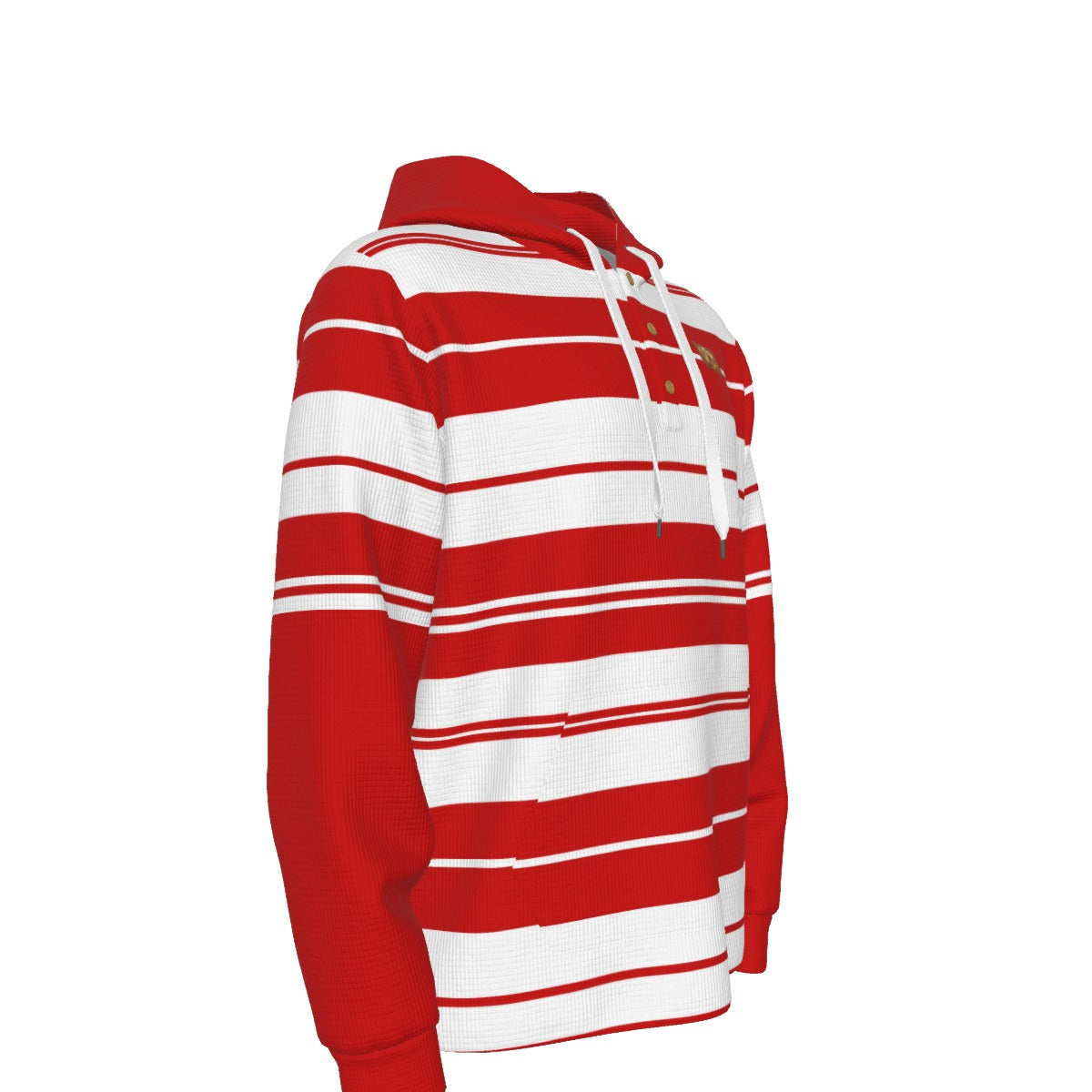 CHARLY STRIPES RED Half  Button Hoodie