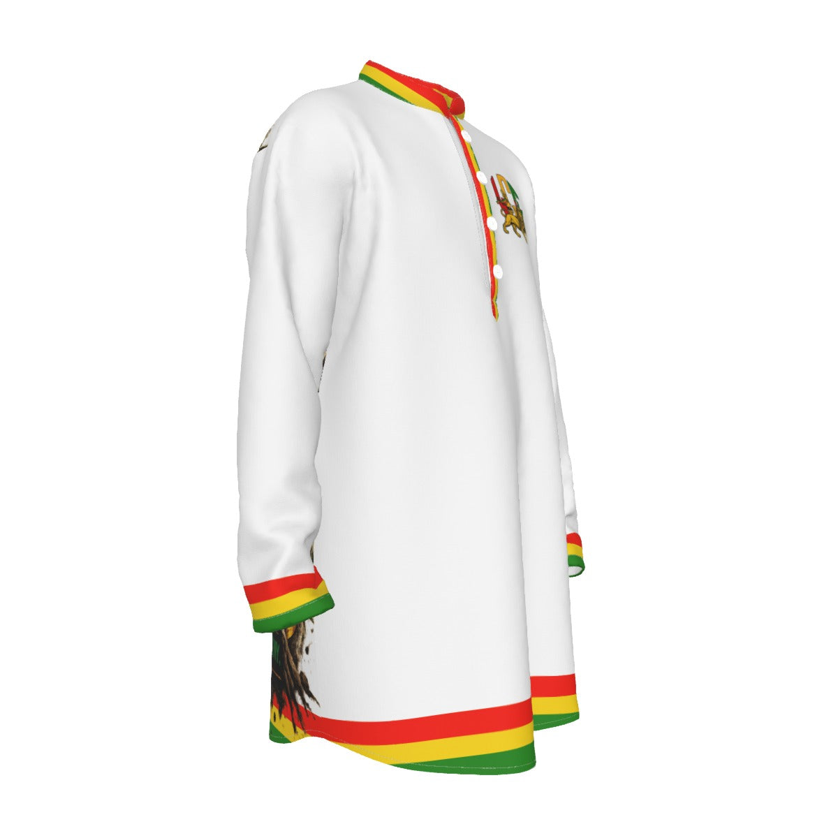 LCC RASTA WHT Men's Stand-up Collar Long Shirt