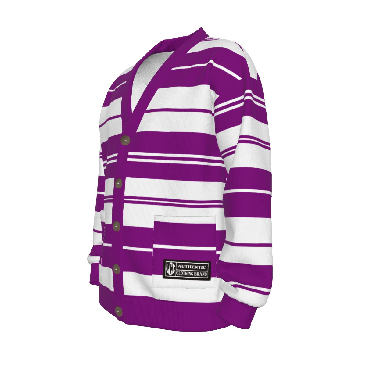 CHARLY STRIPES GRAPES Unisex V-neck Knitted  Cardigan