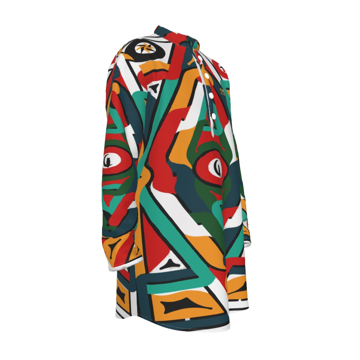 TEMBE ART Men's Stand-up Collar Long Shirt