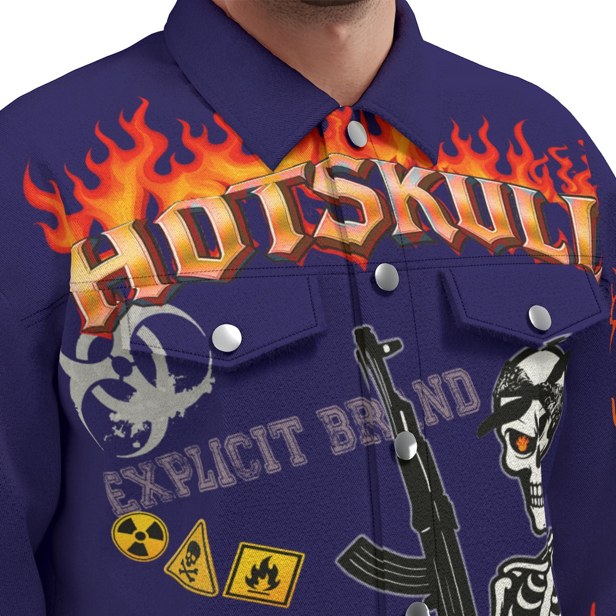 LCC HOTSKULL BLUE Unisex Lapel Jacket Cotton