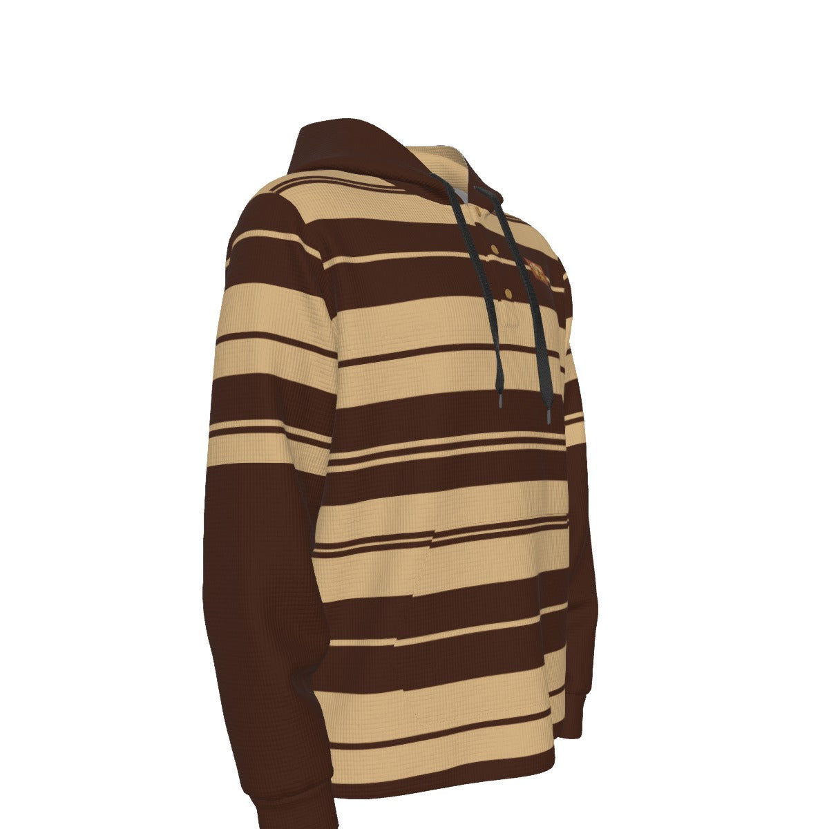 CHARLY STRIPES BRWN Half Button Hoodie