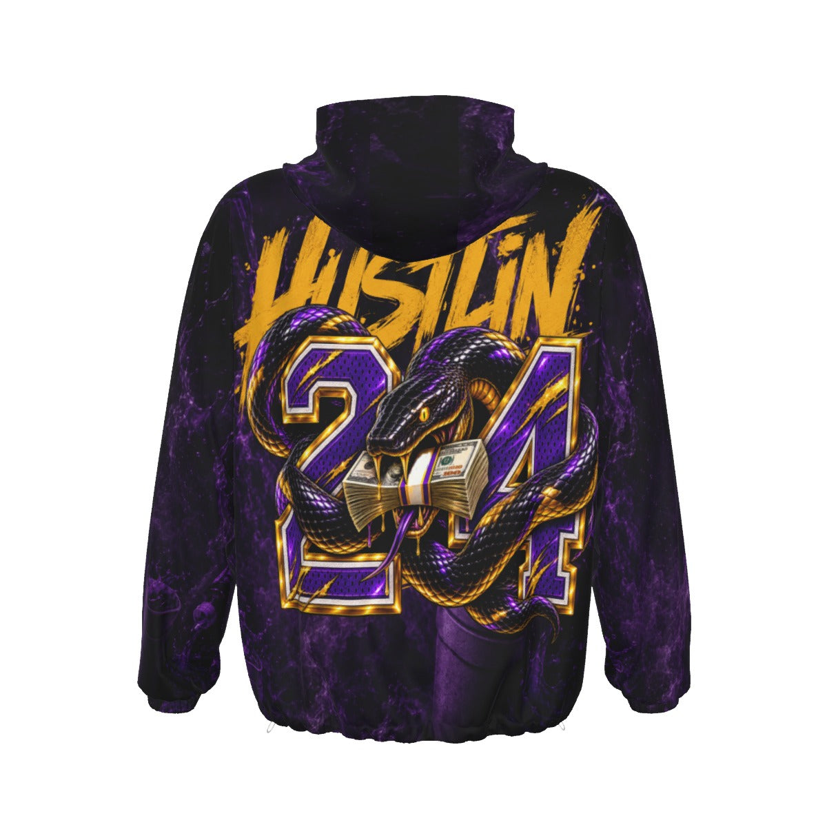 HUSTLIN 24 HOURS Unisex Pullover Jacket With Zipper Closure