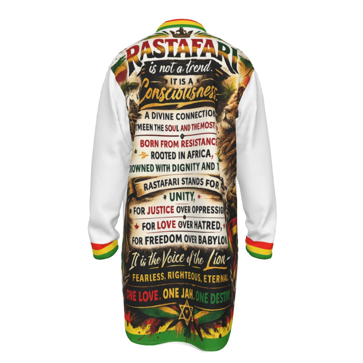 LCC RASTA WHT Men's Stand-up Collar Long Shirt