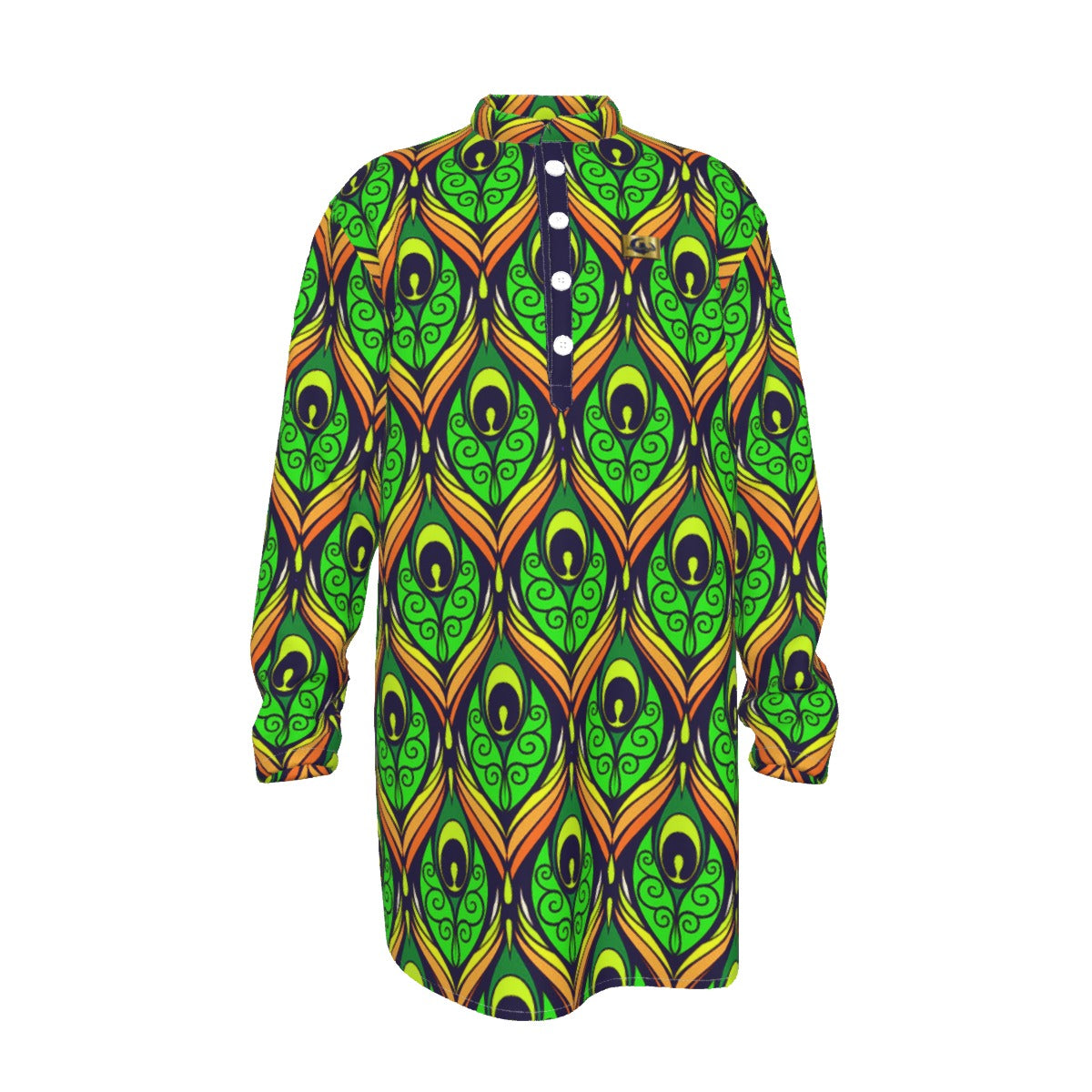 PEACOCK Men's Stand-up Collar Long Shirt