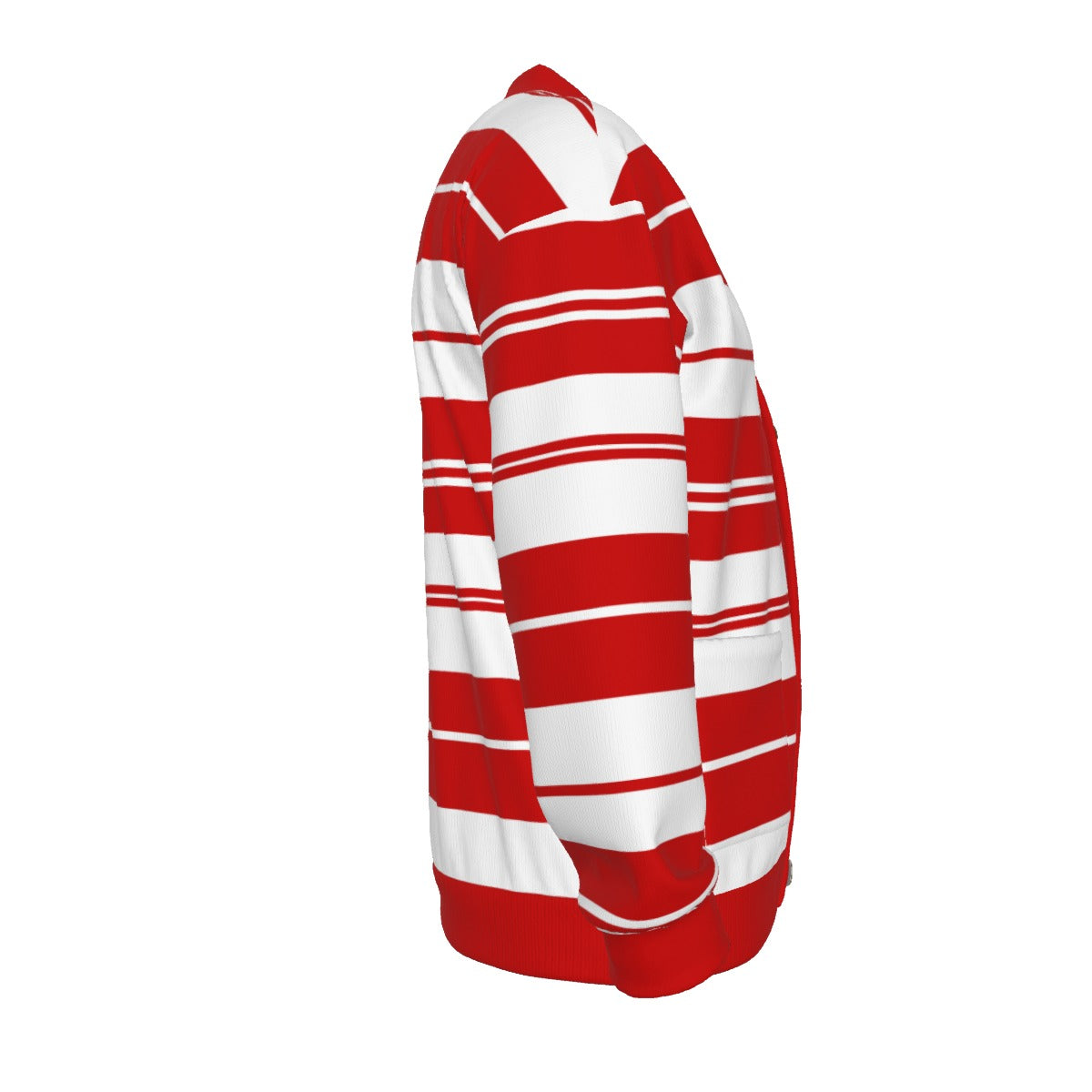 CHARLY STRIPES RED Unisex V-neck Knitted Cardigan