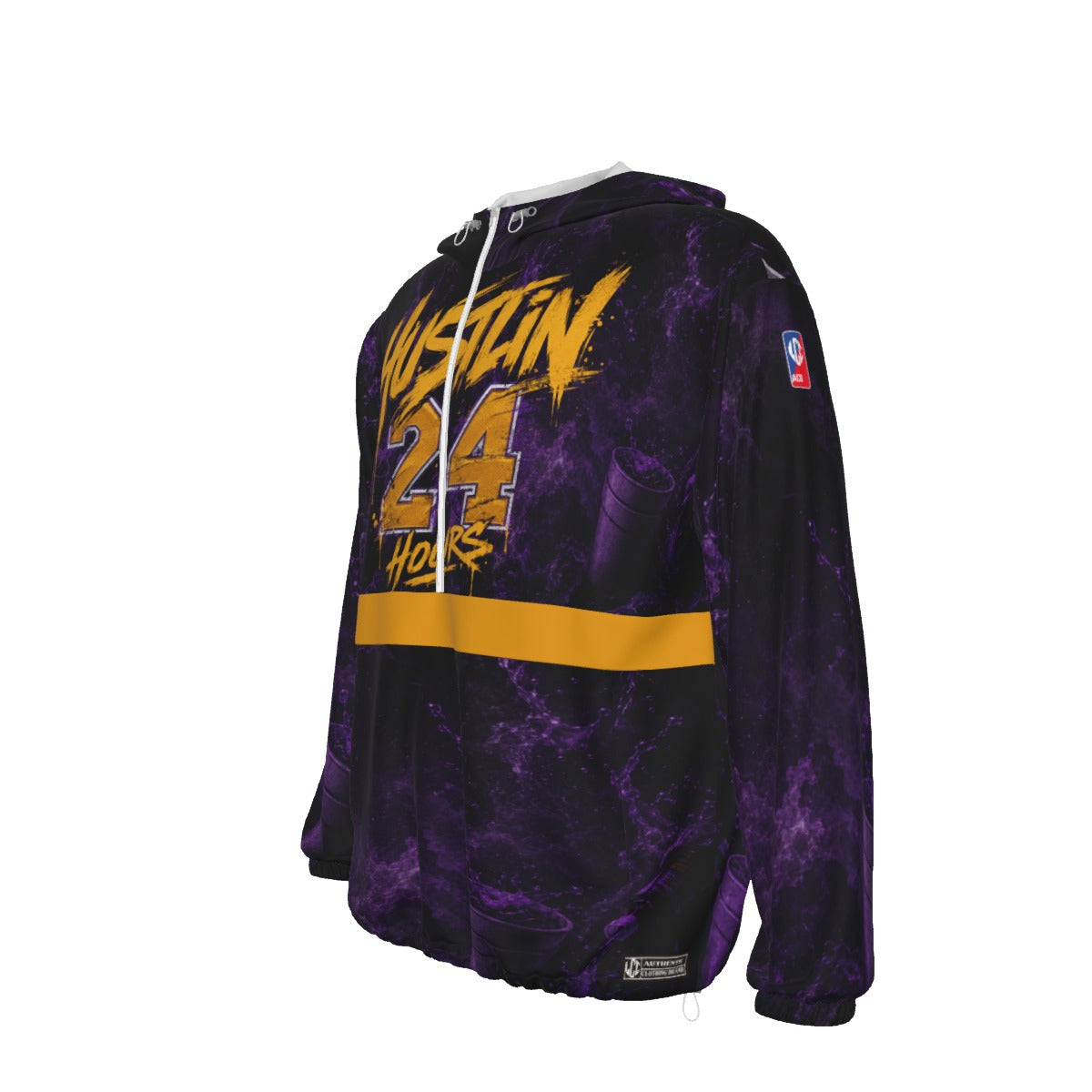 HUSTLIN 24 HOURS Unisex Pullover Jacket With Zipper Closure