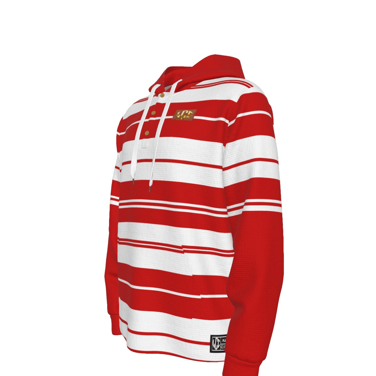 CHARLY STRIPES RED Half  Button Hoodie