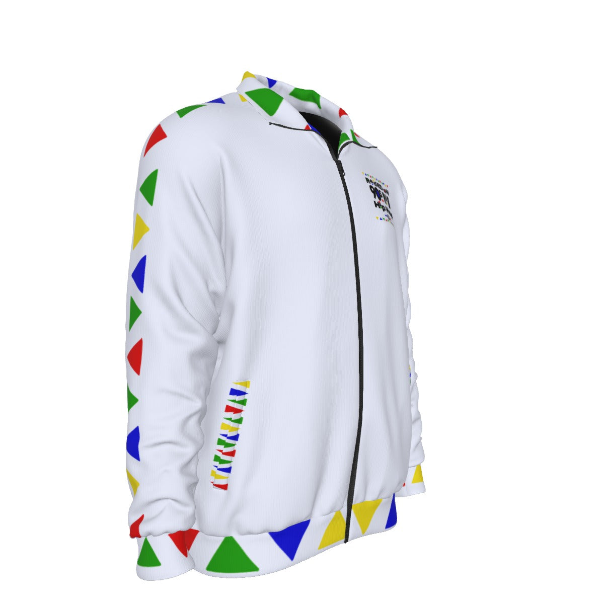HIP HOP 90's wht Unisex Stand Collar Black Lining Jacket