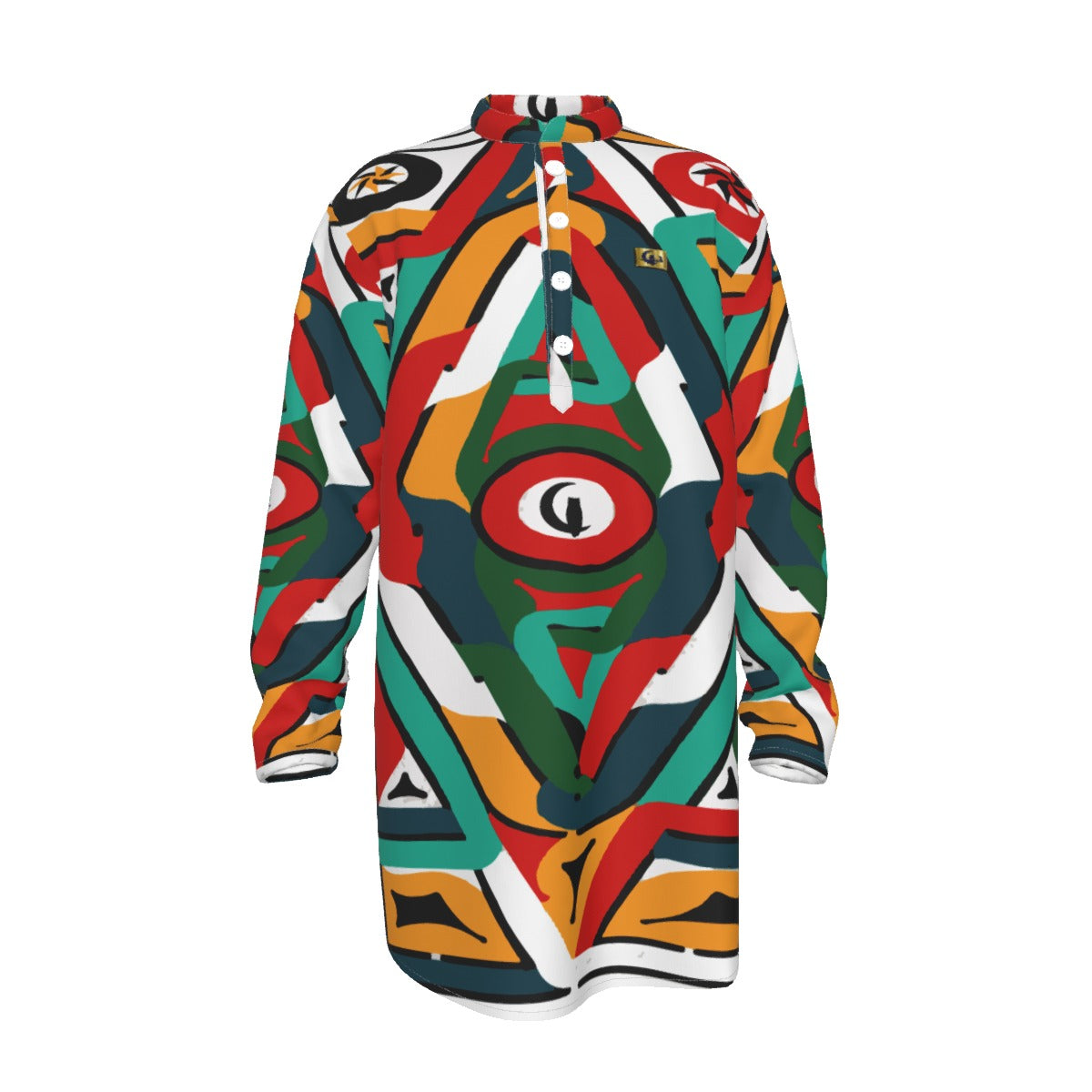 TEMBE ART Men's Stand-up Collar Long Shirt