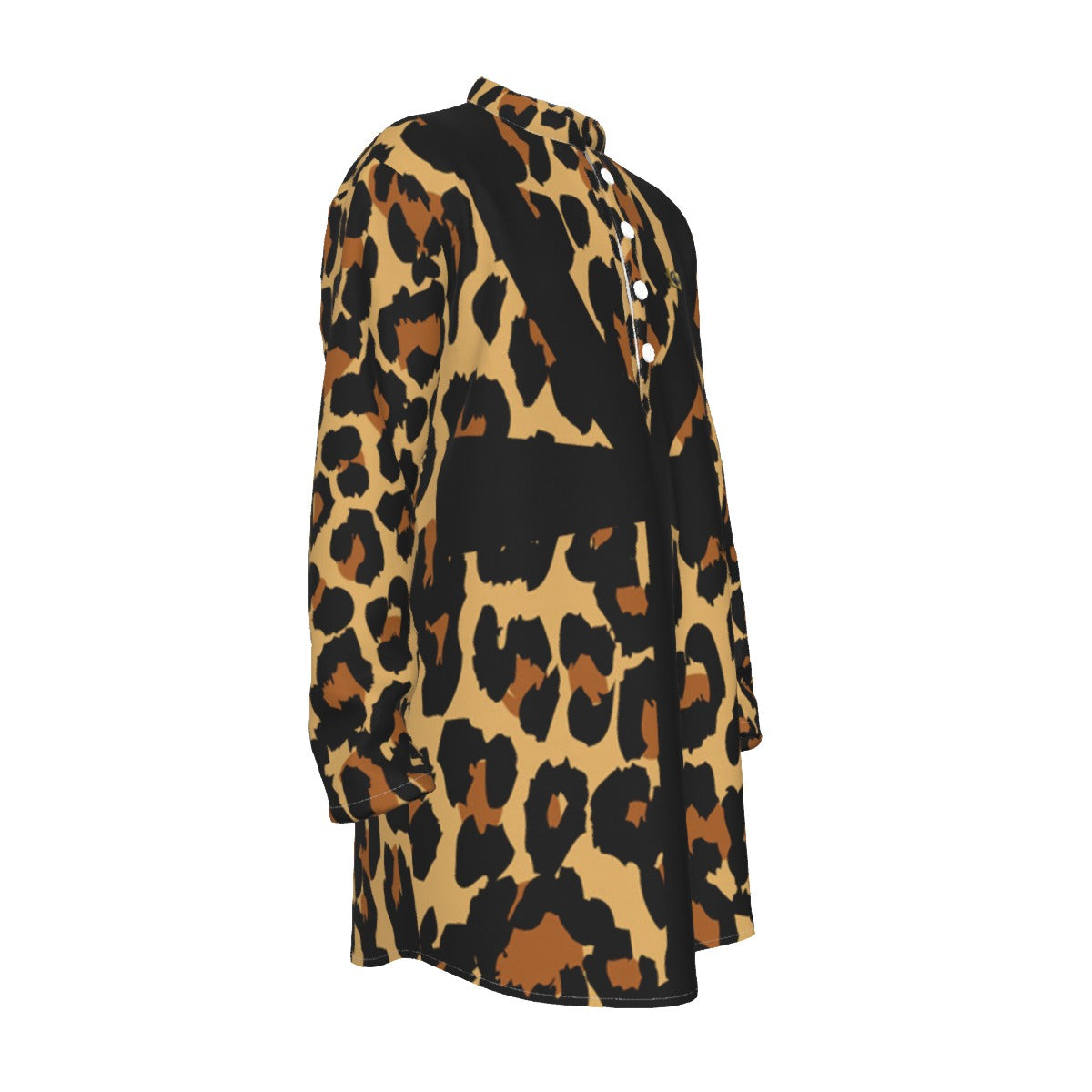 CHEETAH ANKH Men's Stand-up Collar Long Shirt