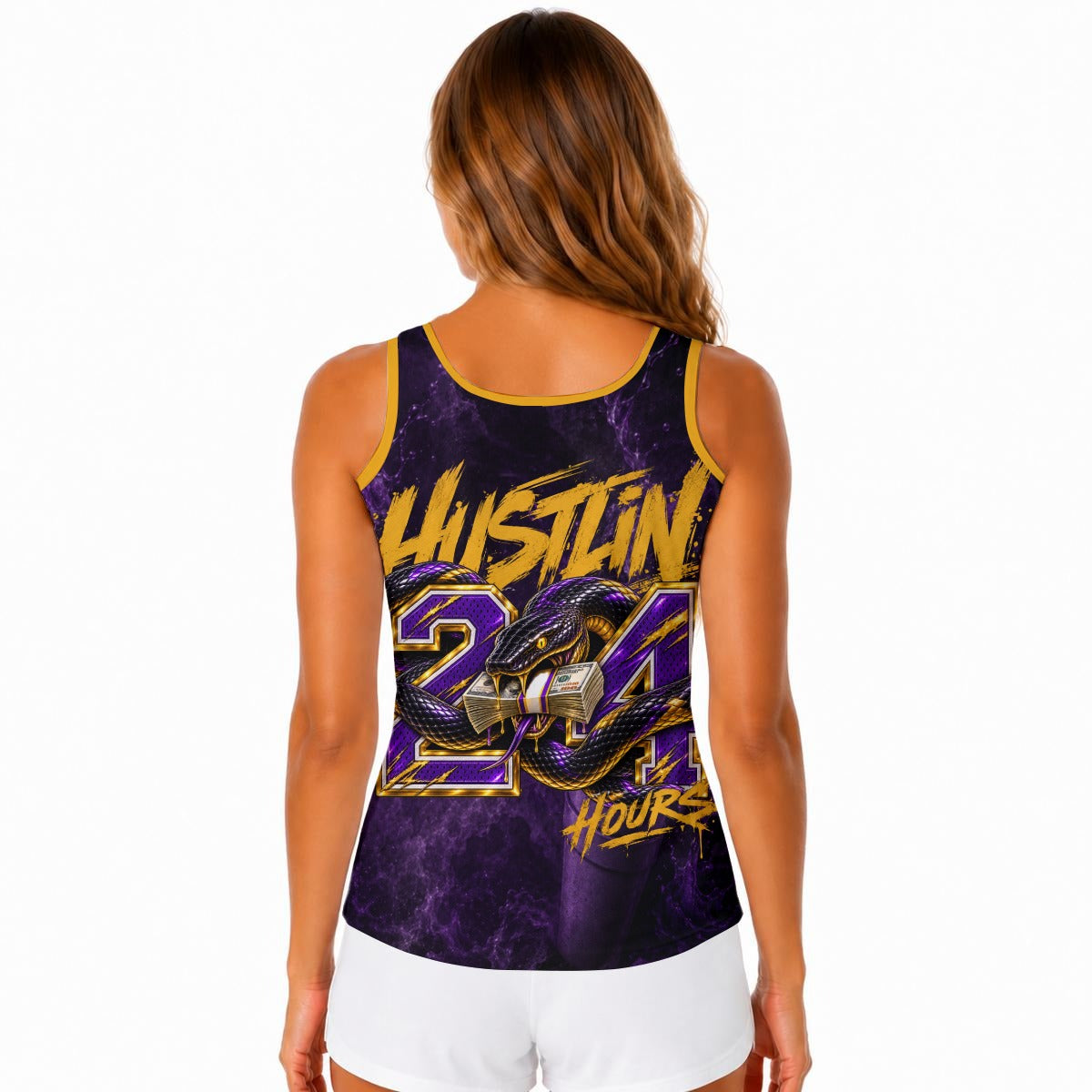 HUSTLIN 24 HOURS Women Built-in Bra Sports Tank Tops