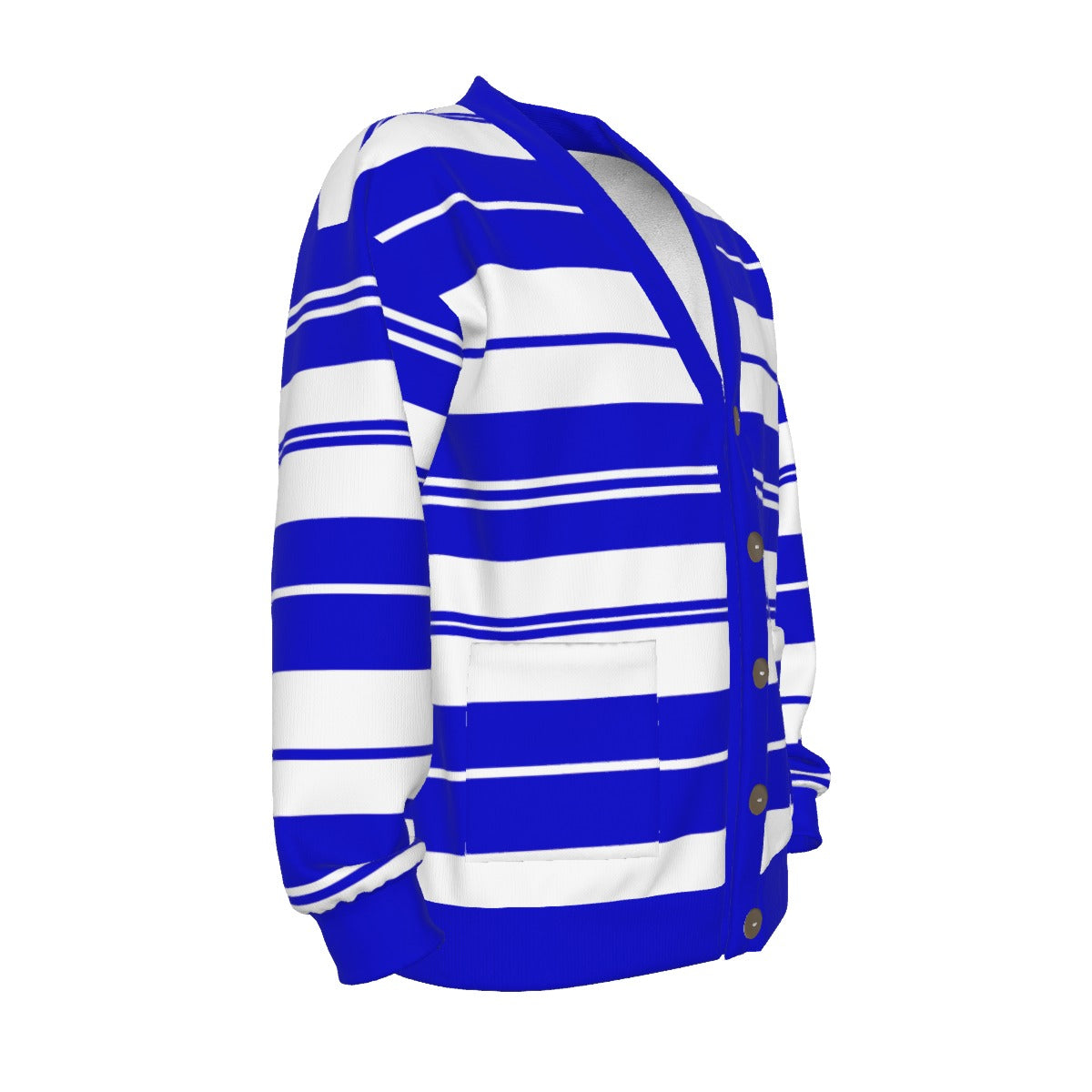 CHARLY STRIPES BLUE Unisex V-neck Knitted Cardigan