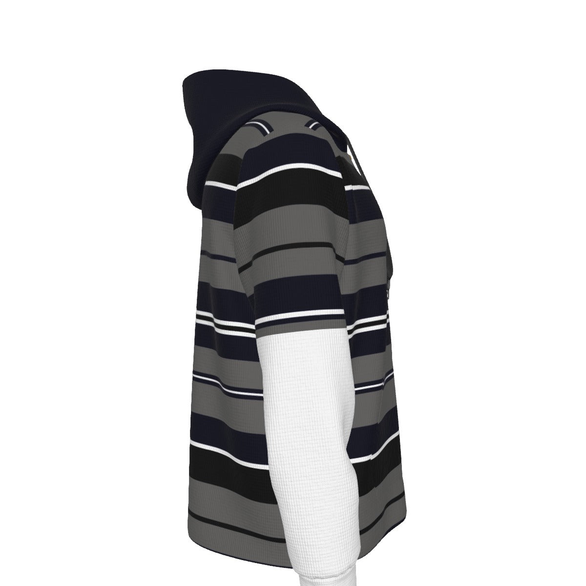 CHARLY STRIPE NAVY Men's Half  Button Hoodie