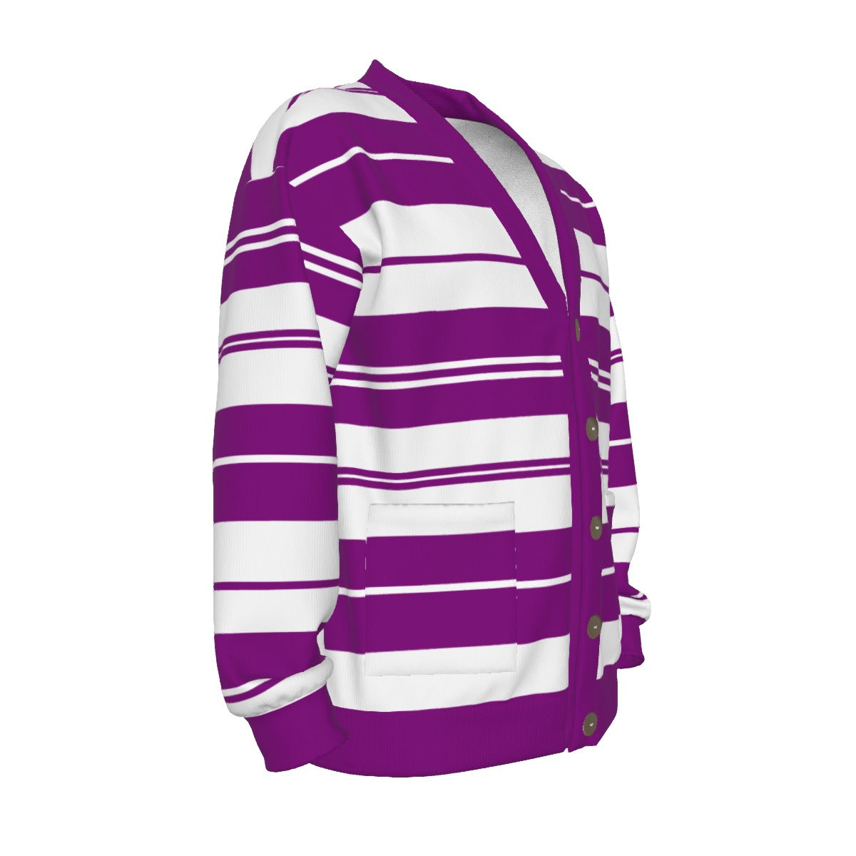 CHARLY STRIPES GRAPES Unisex V-neck Knitted  Cardigan