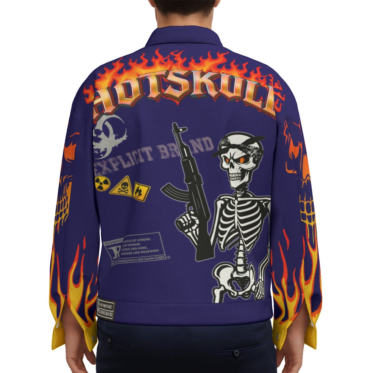 LCC HOTSKULL BLUE Unisex Lapel Jacket Cotton