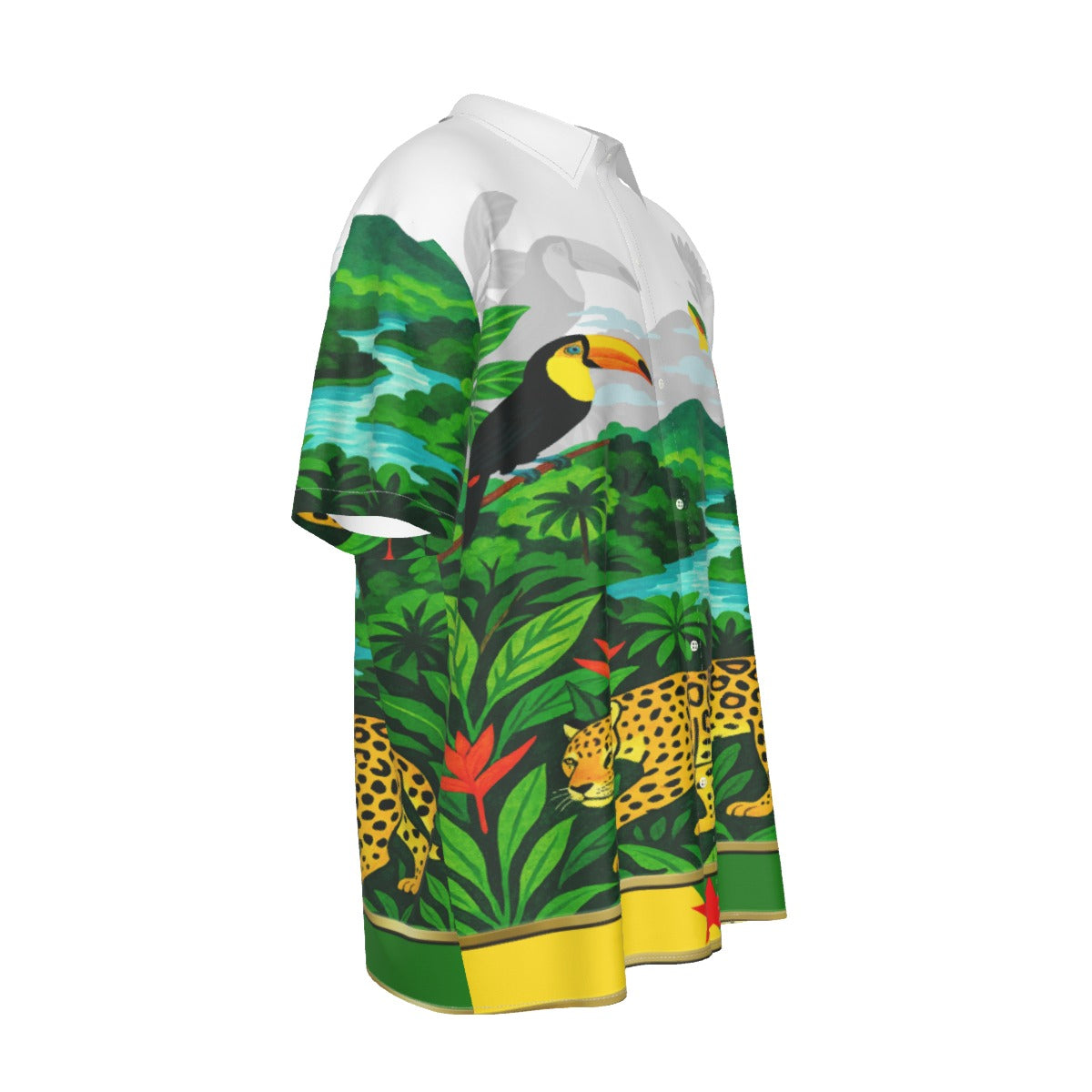 GUYANE PAYSAGE Men's Imitation Silk Short-Sleeved Shirt