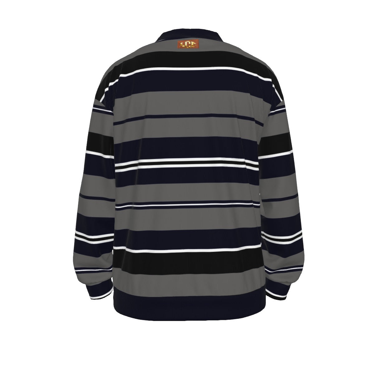 CHARLY STRIPES NAVY Unisex V-neck Knitted Fleece Cardigan With Button Closure