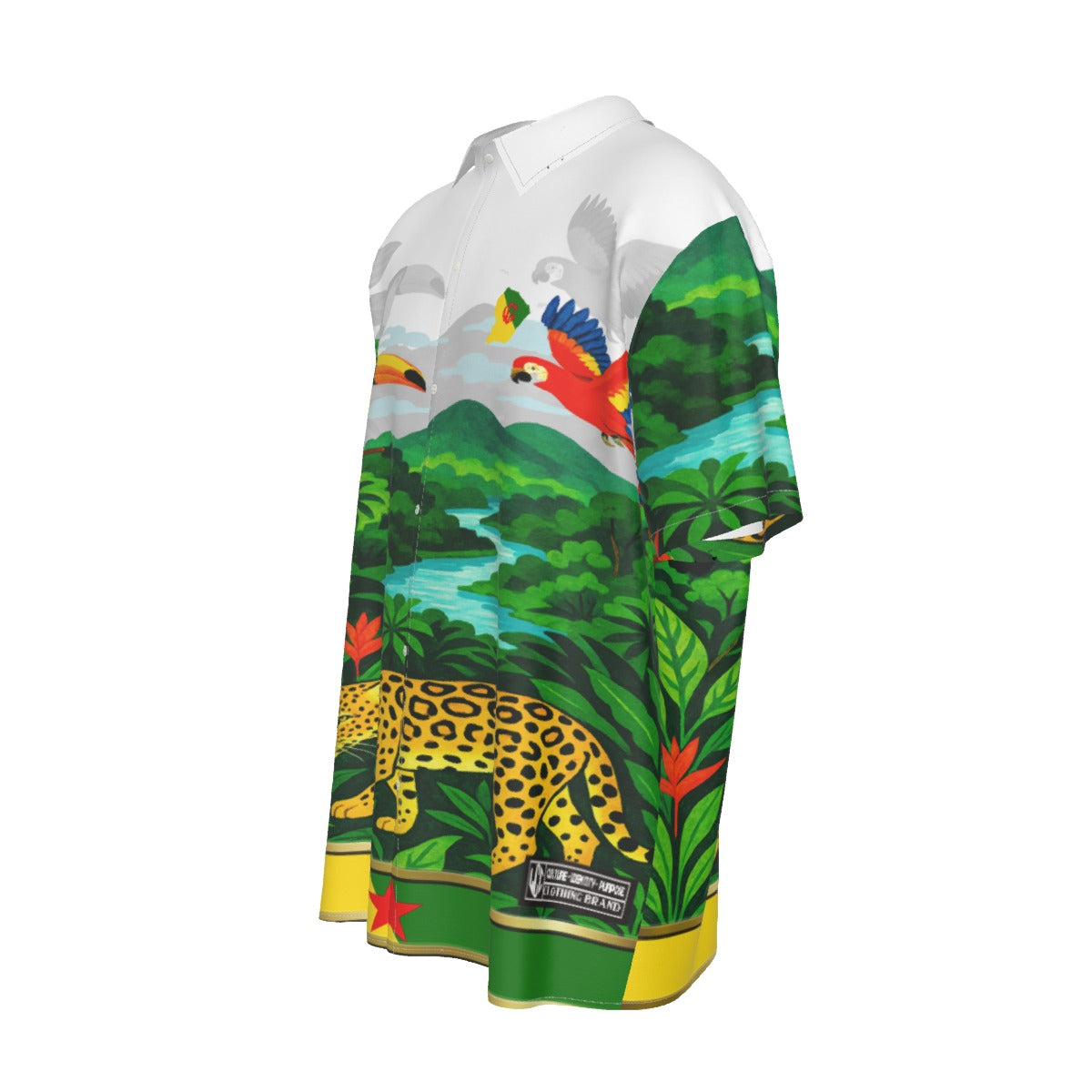 GUYANE PAYSAGE Men's Imitation Silk Short-Sleeved Shirt