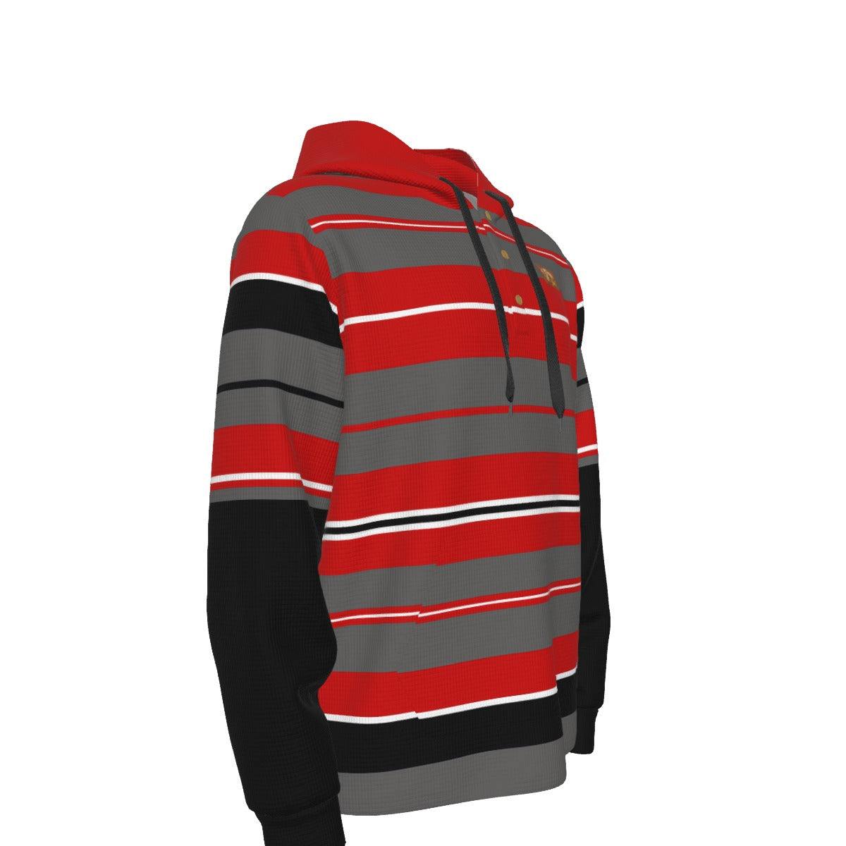 CHARLY STRIPES REDGREY Men's Half  Button Hoodie