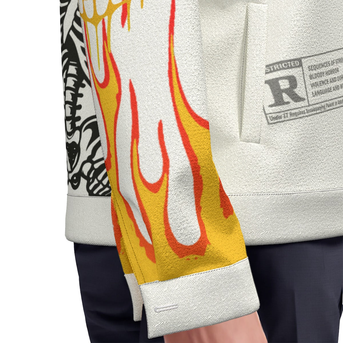 LCC HOTSKULL WHT Unisex Lapel Jacket Cotton