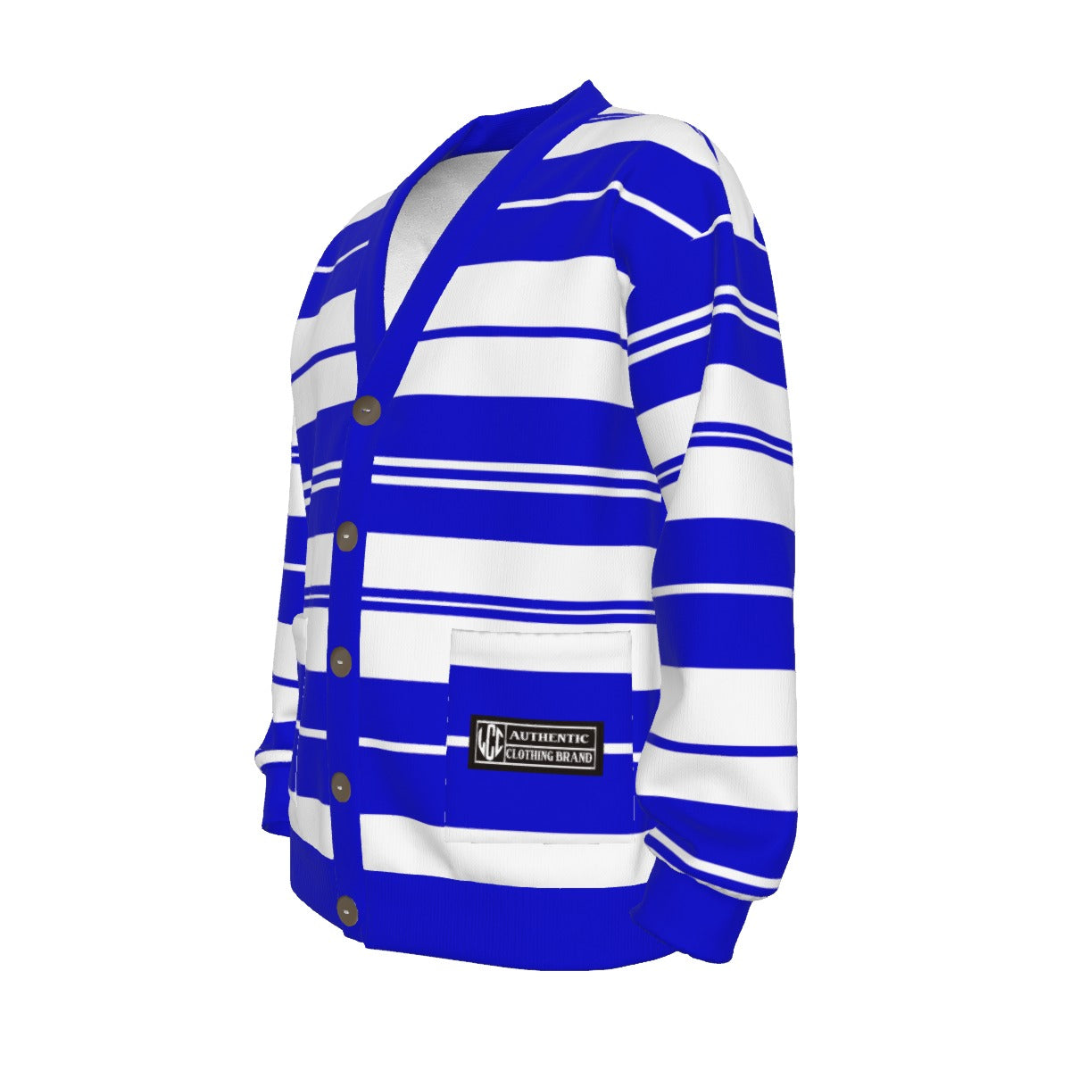CHARLY STRIPES BLUE Unisex V-neck Knitted Cardigan